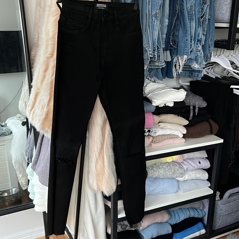Zara High Waisted Black Skinny Jeans